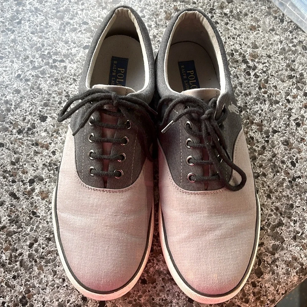 Polo Ralph Lauren Shoes men’s size 12D two-tone gray with Polo pony emblem‎ .